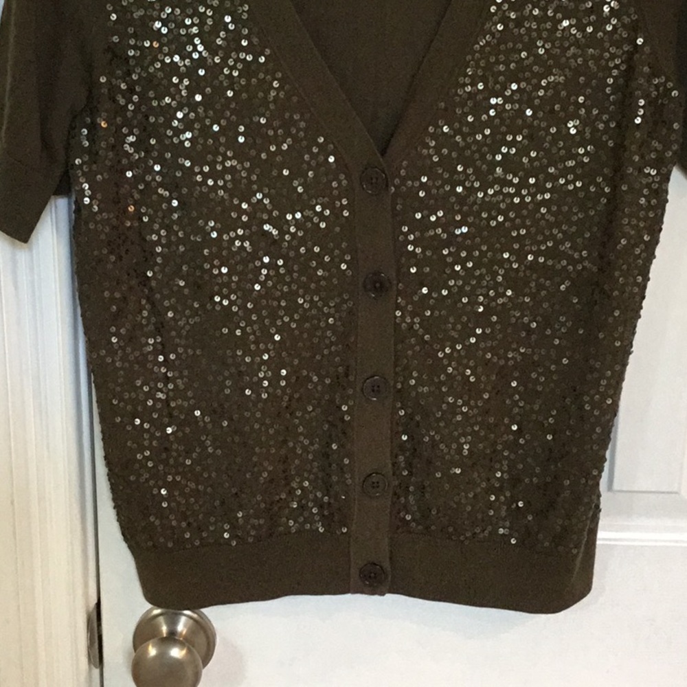 Talbots Olive Lightweight Embellished Sweater - image 3